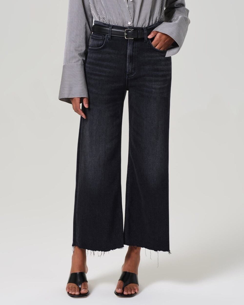 NWOT Citizens of Humanity Lyra High Rise Cropped Wide Leg Medallion Black 26